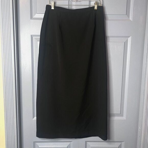 Villager Liz Claiborne Black Maxi Polyester Aline Straight Skirt Size 12 Office - Picture 4 of 9